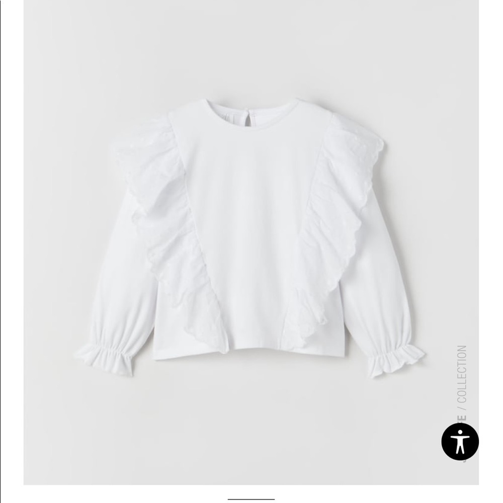 Zara White Ruffled Lace Top